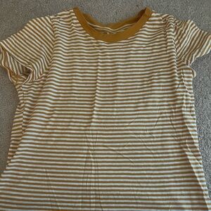 Yellow and white striped top.